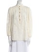 Zimmermann Lace Pattern Mock Neck Button-Up Top