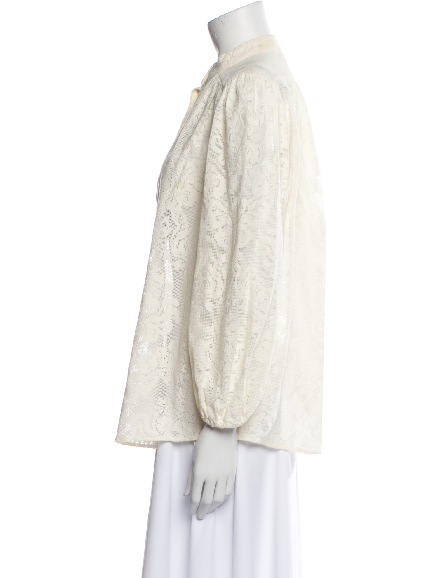 Zimmermann Lace Pattern Mock Neck Button-Up Top