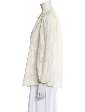 Zimmermann Lace Pattern Mock Neck Button-Up Top