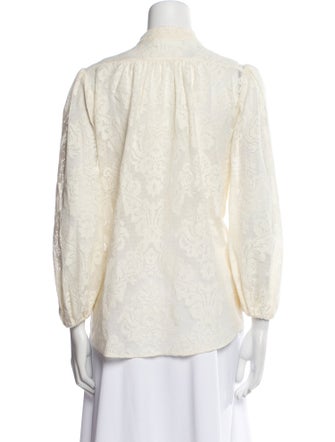 Zimmermann Lace Pattern Mock Neck Button-Up Top
