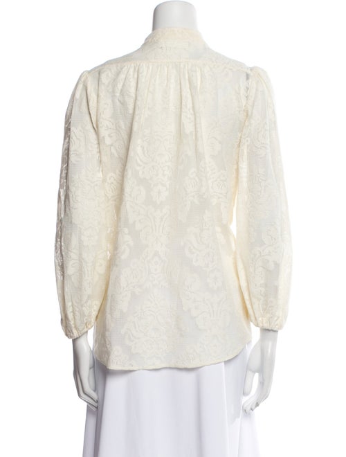 Zimmermann Lace Pattern Mock Neck Button-Up Top