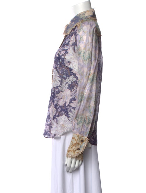 Zimmermann Linen Floral Print Button-Up Top
