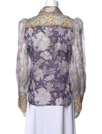 Zimmermann Linen Floral Print Button-Up Top