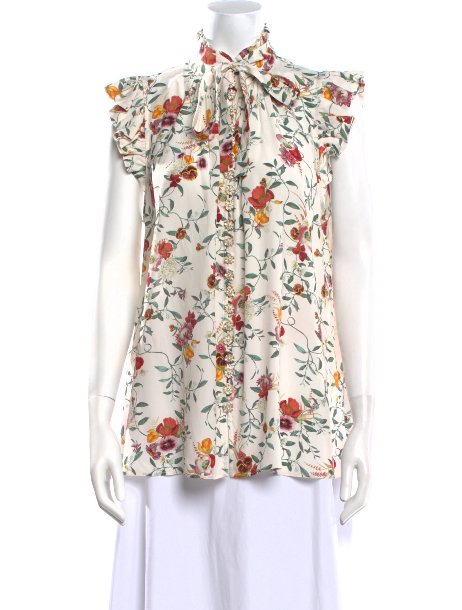 Zimmermann Floral Print Mock Neck Blouse