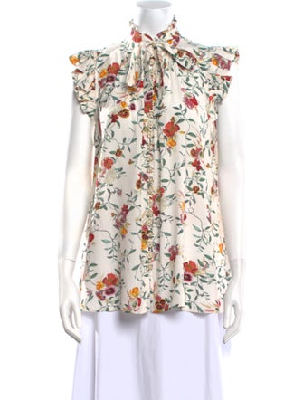 Zimmermann Floral Print Mock Neck Blouse