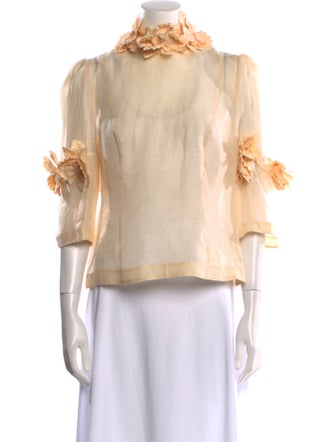 Zimmermann Linen Mock Neck Blouse