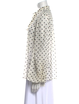 Zimmermann Polka Dot Print Mock Neck Button-Up Top