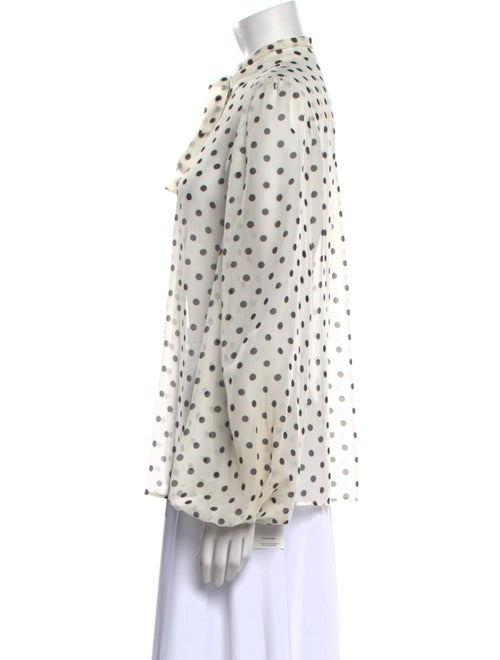 Zimmermann Polka Dot Print Mock Neck Button-Up Top