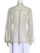 Zimmermann Polka Dot Print Mock Neck Button-Up Top
