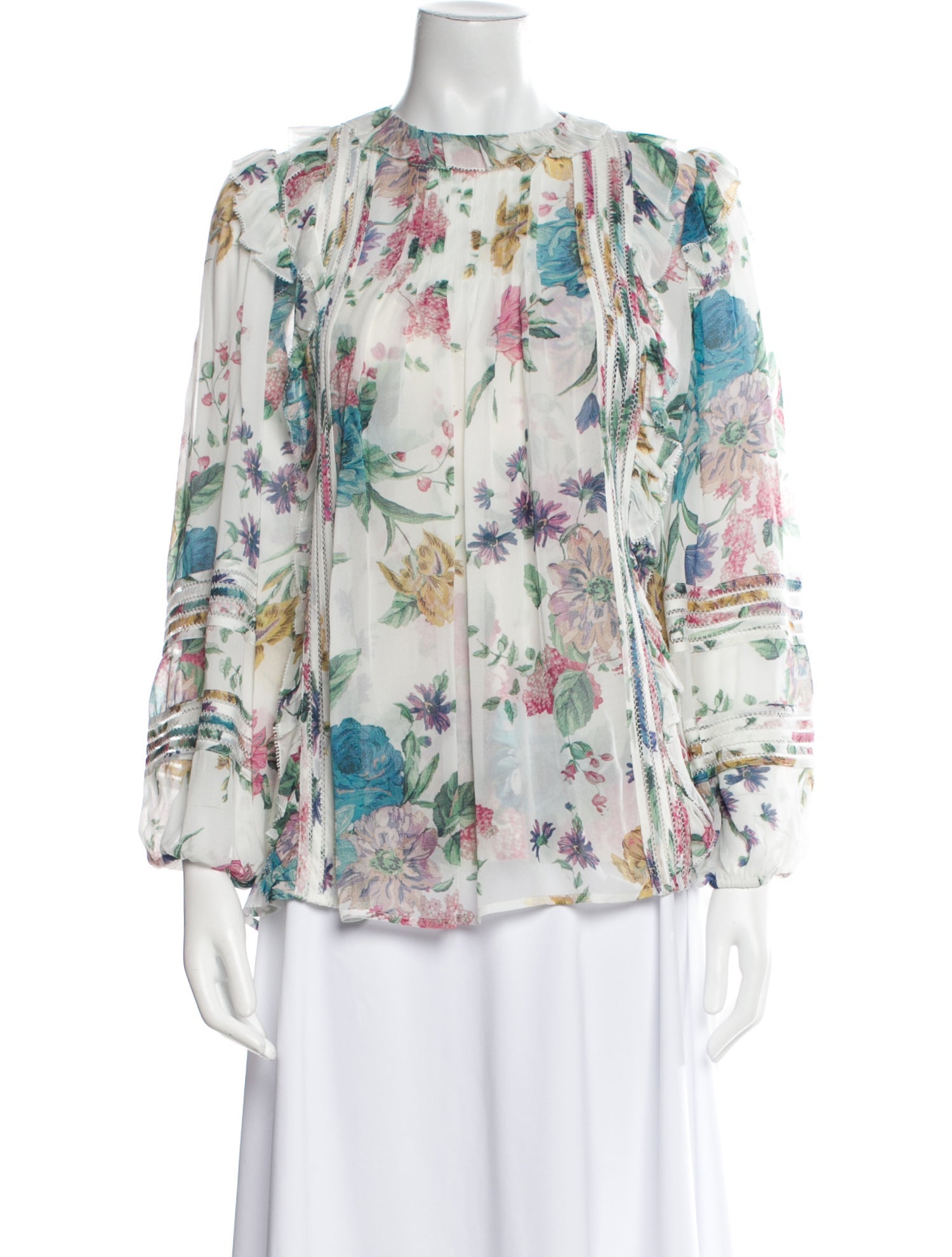 Zimmermann Floral Print Crew Neck Blouse