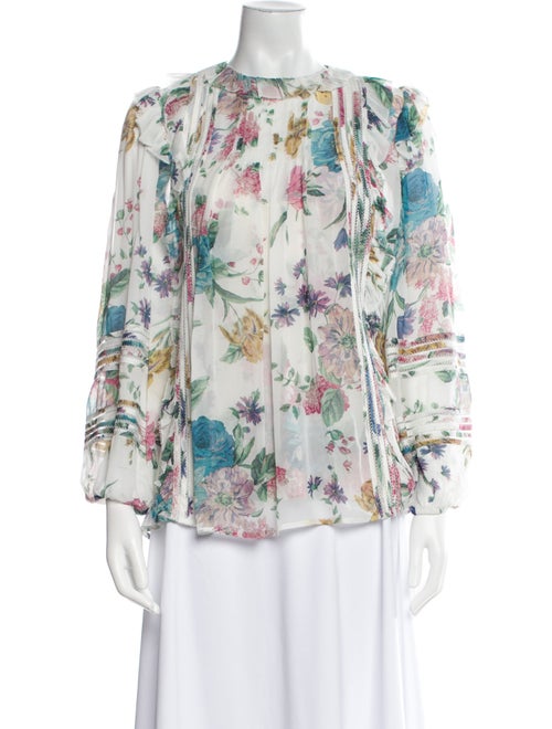 Zimmermann Floral Print Crew Neck Blouse