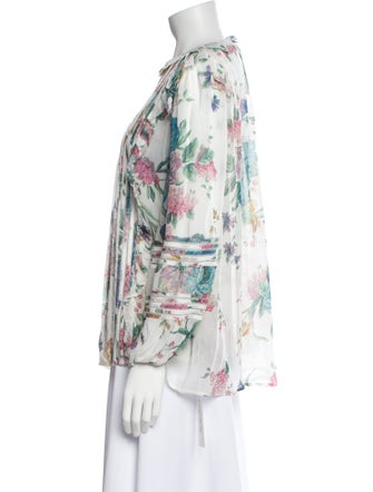 Zimmermann Floral Print Crew Neck Blouse