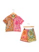 Zimmermann Girls' Patterned Short Sleeve Button Up Shirt & Short Set