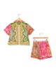 Zimmermann Girls' Patterned Short Sleeve Button Up Shirt & Short Set