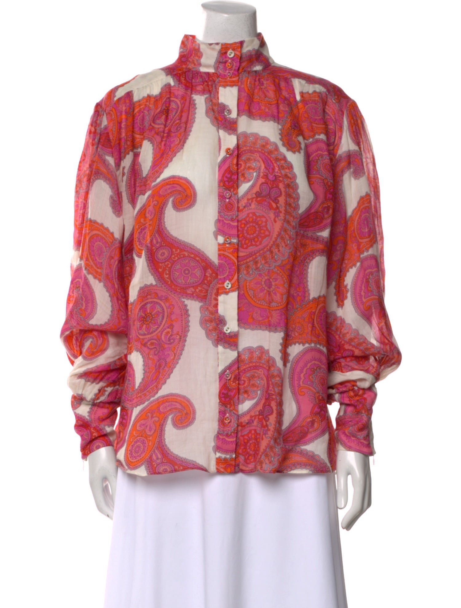 Zimmermann Paisley Print Mock Neck Blouse