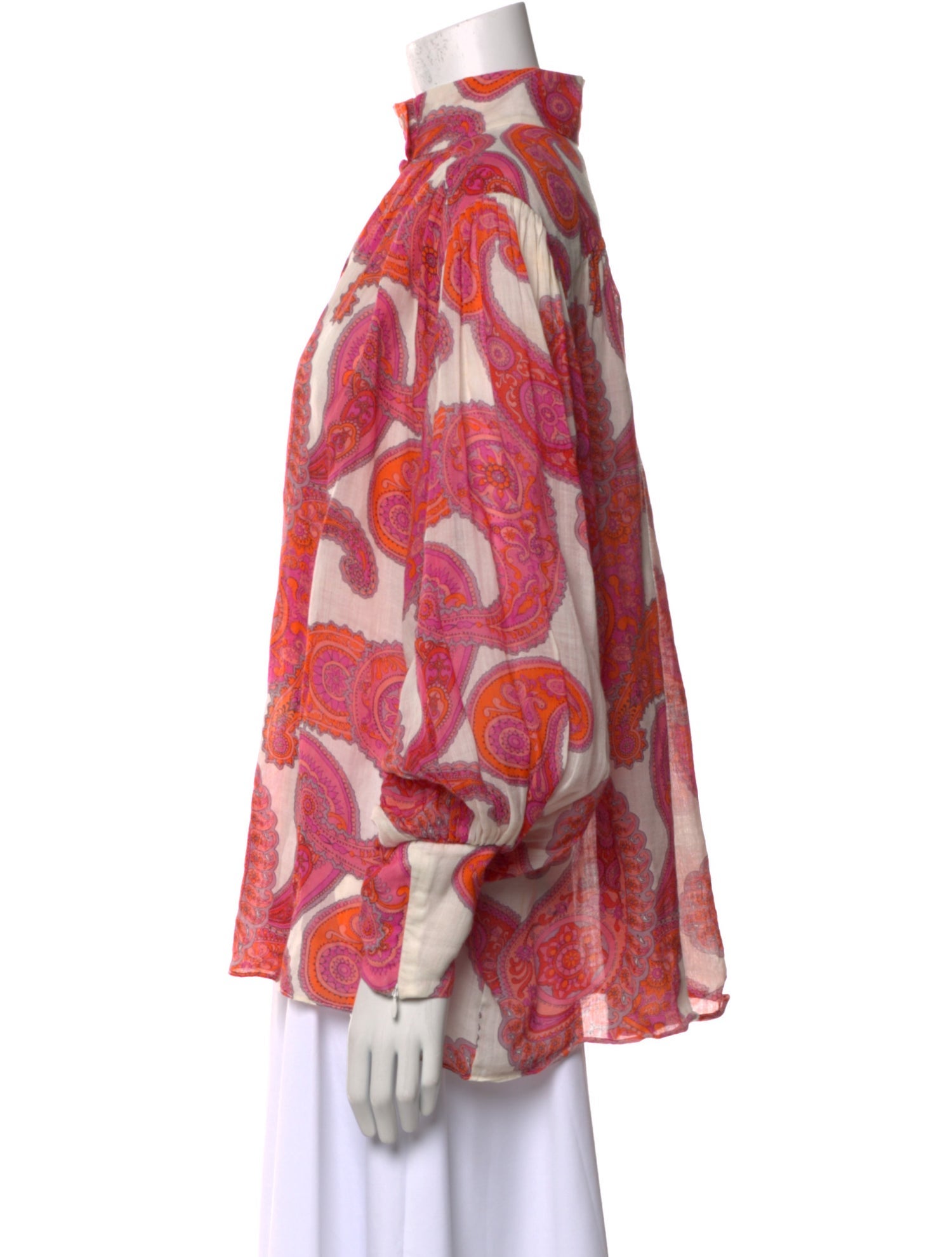 Zimmermann Paisley Print Mock Neck Blouse