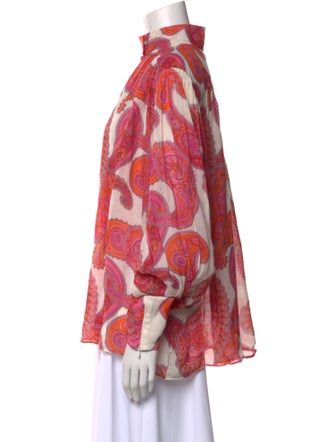 Zimmermann Paisley Print Mock Neck Blouse