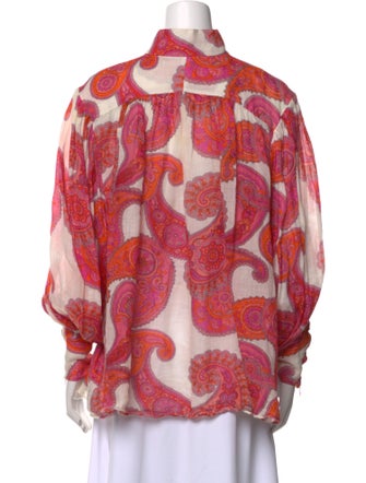 Zimmermann Paisley Print Mock Neck Blouse