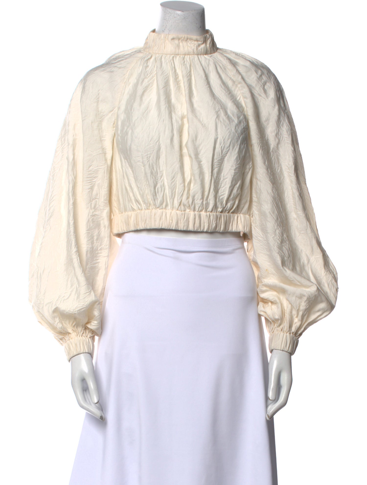 Zimmermann Mock Neck Long Sleeve Crop Top