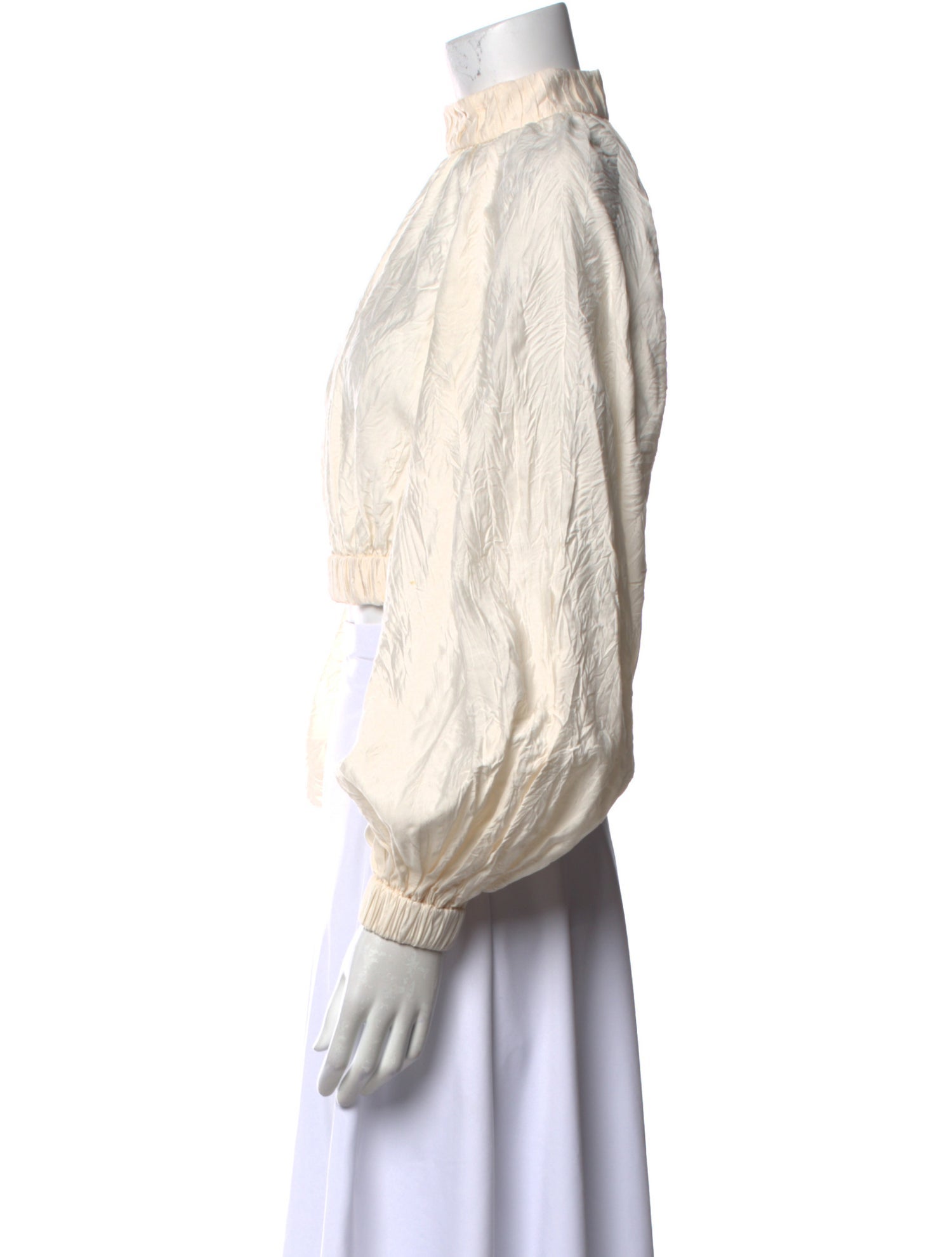 Zimmermann Mock Neck Long Sleeve Crop Top