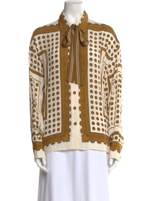 Zimmermann Printed Long Sleeve Button-Up Top