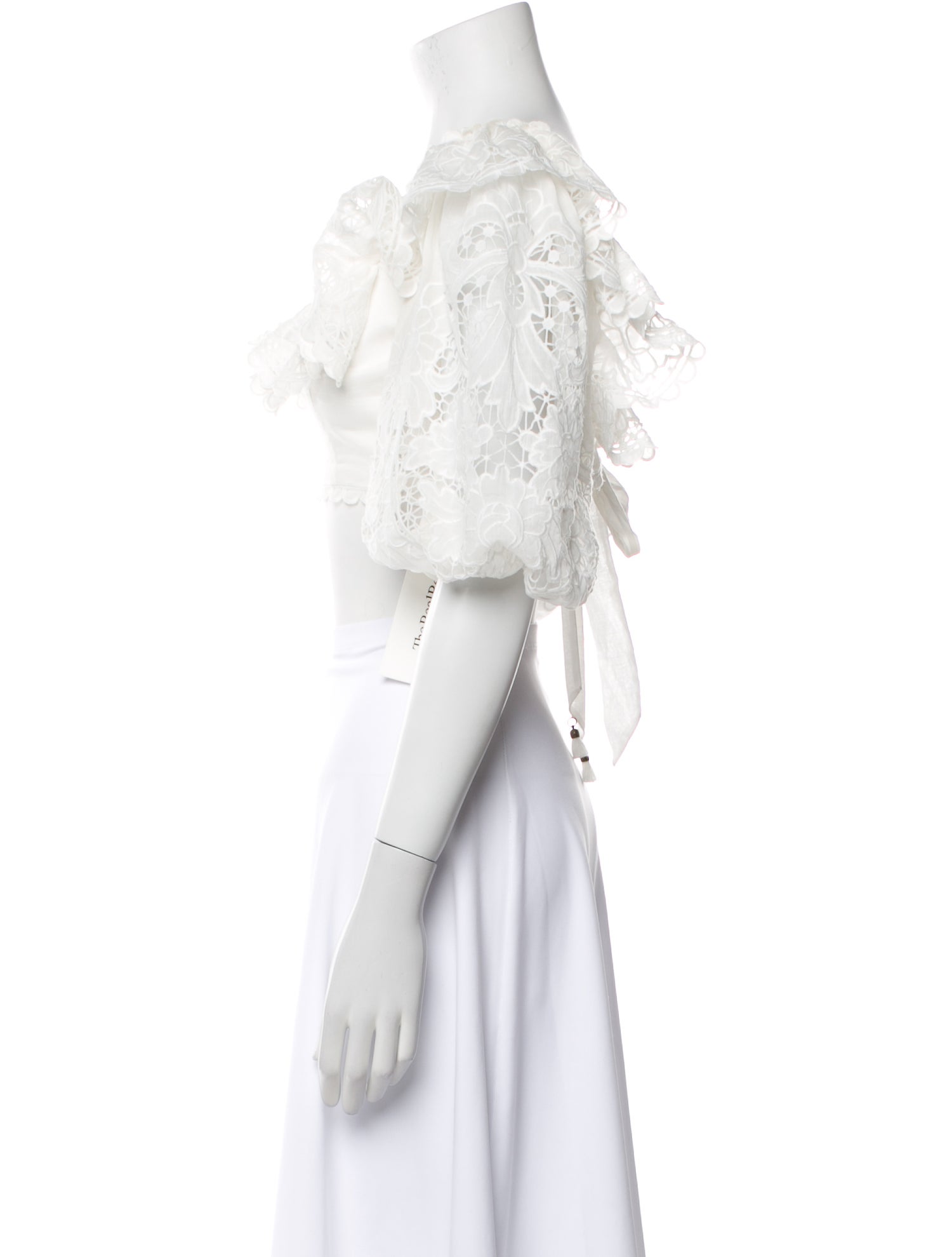 Zimmermann Square Neckline Short Sleeve Crop Top