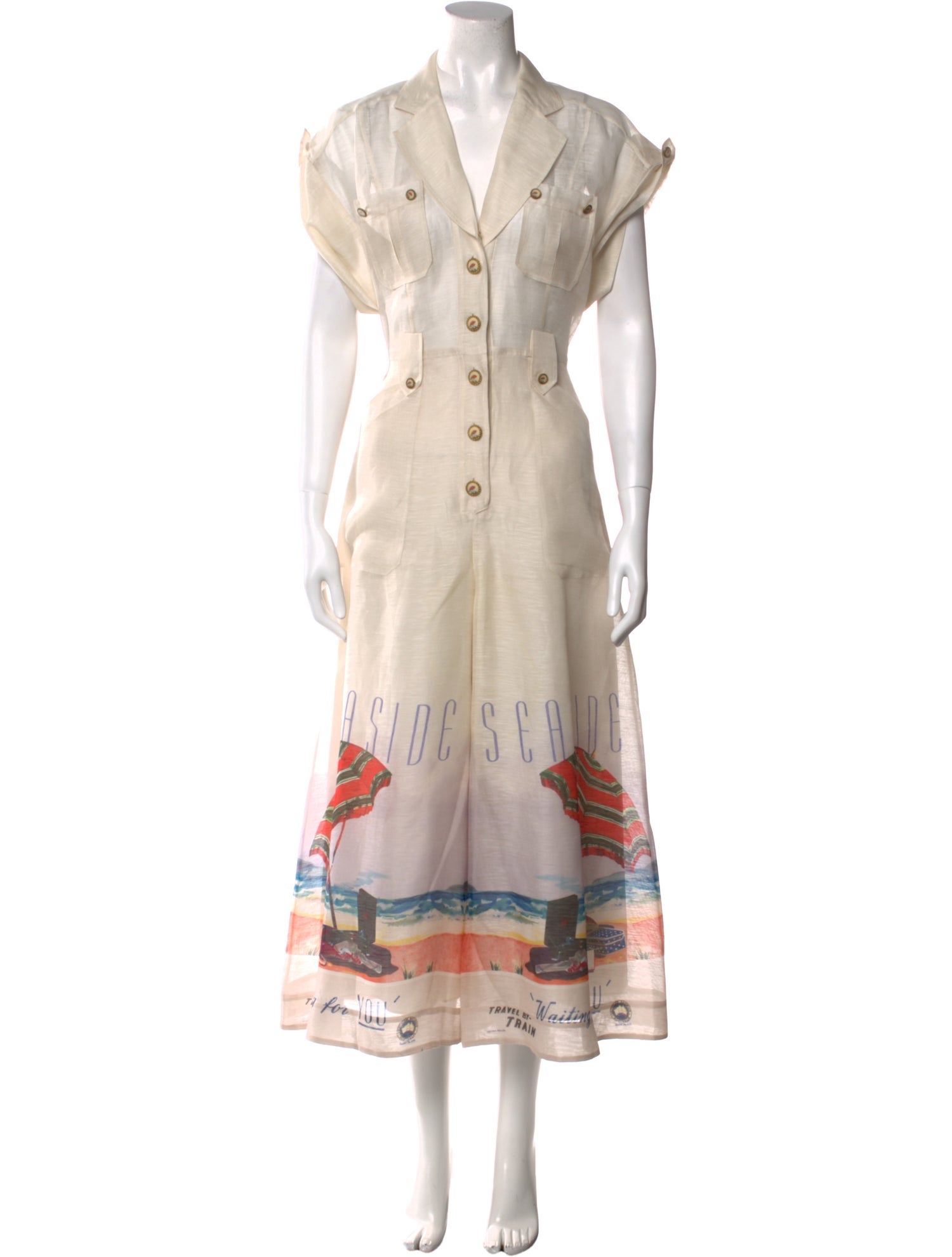 Zimmermann Linen Printed Jumpsuit