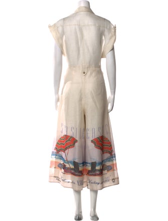 Zimmermann Linen Printed Jumpsuit