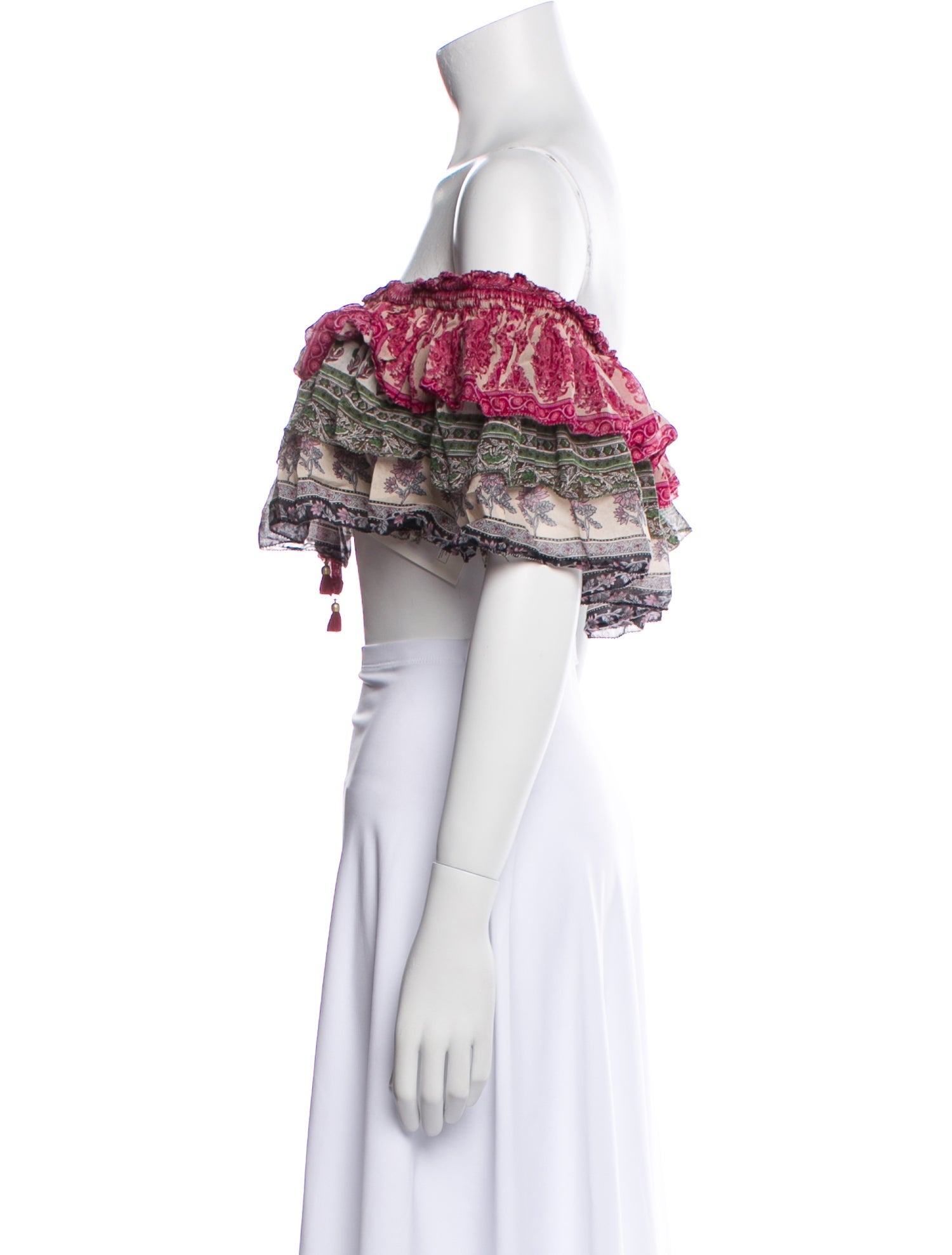 Zimmermann Printed Off-The-Shoulder Crop Top