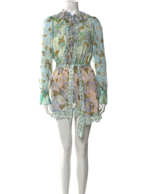 Zimmermann Floral Print Crew Neck Romper