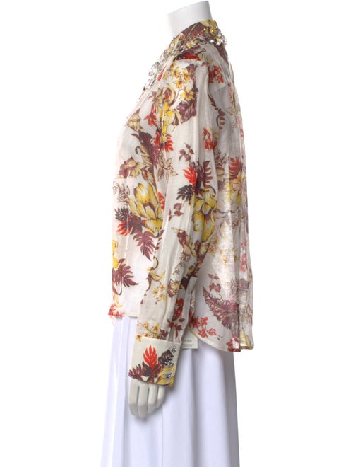 Zimmermann Linen Floral Print Button-Up Top