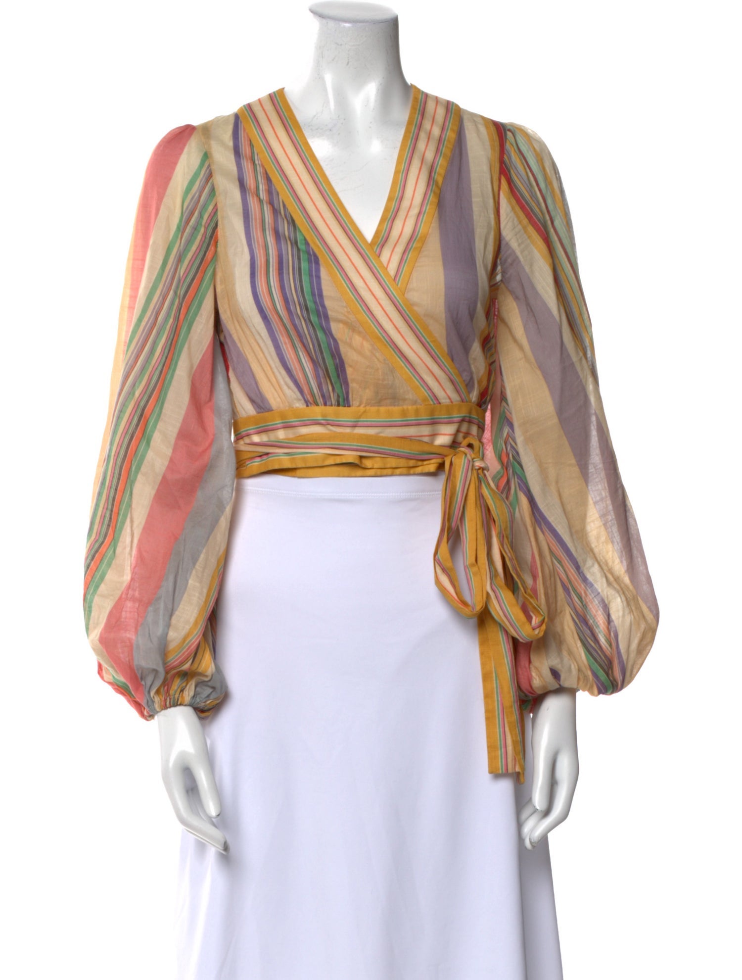 Zimmermann Striped V-Neck Crop Top