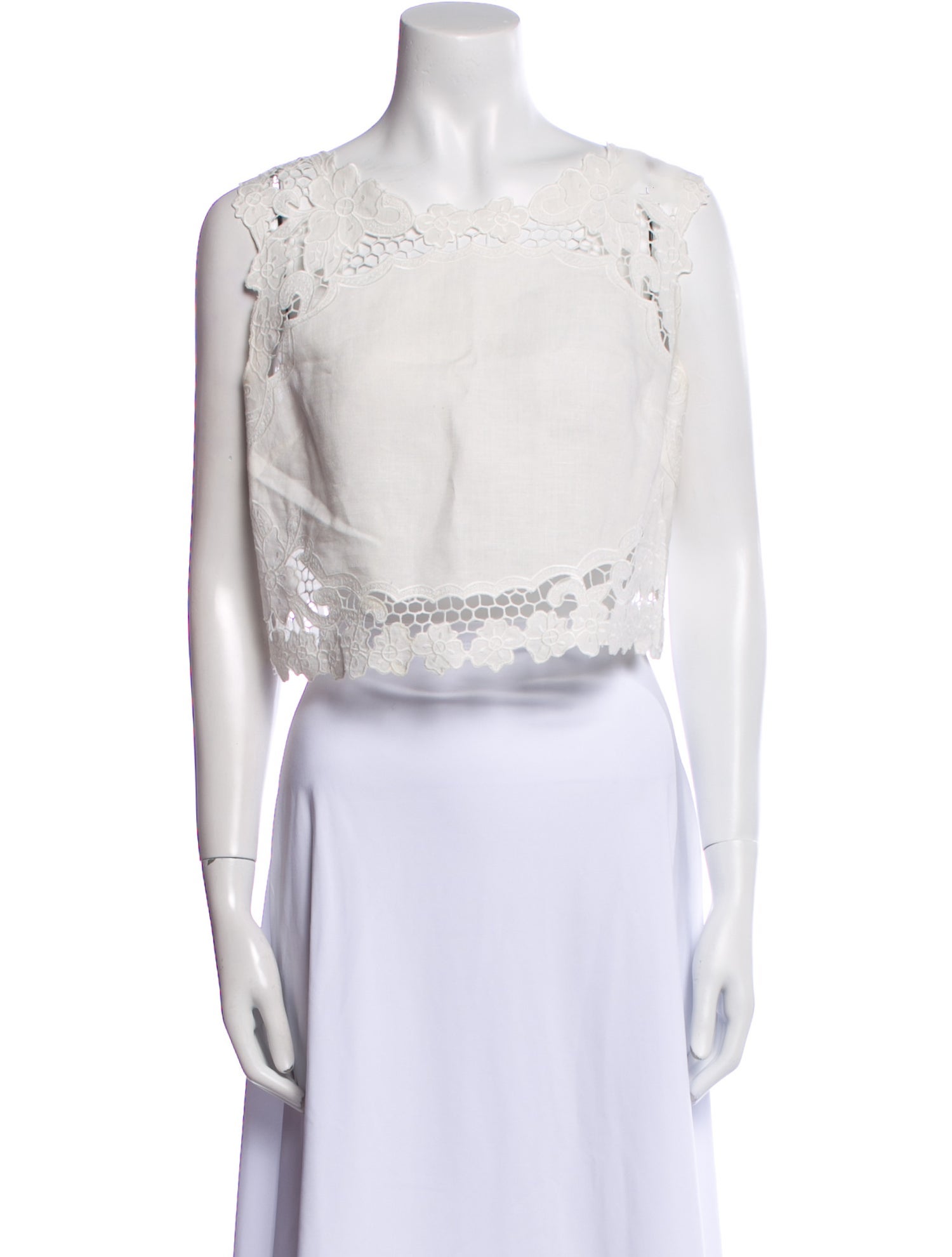 Zimmermann Linen Scoop Neck Crop Top