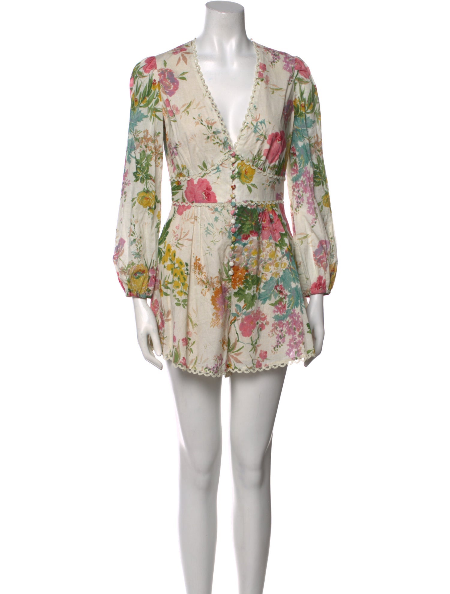 Zimmermann Linen Floral Print Romper
