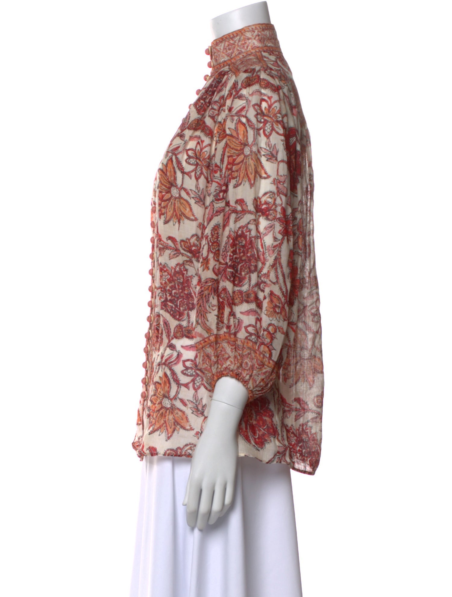 Zimmermann Floral Print Mock Neck Blouse