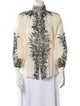 Zimmermann Printed Mock Neck Button-Up Top