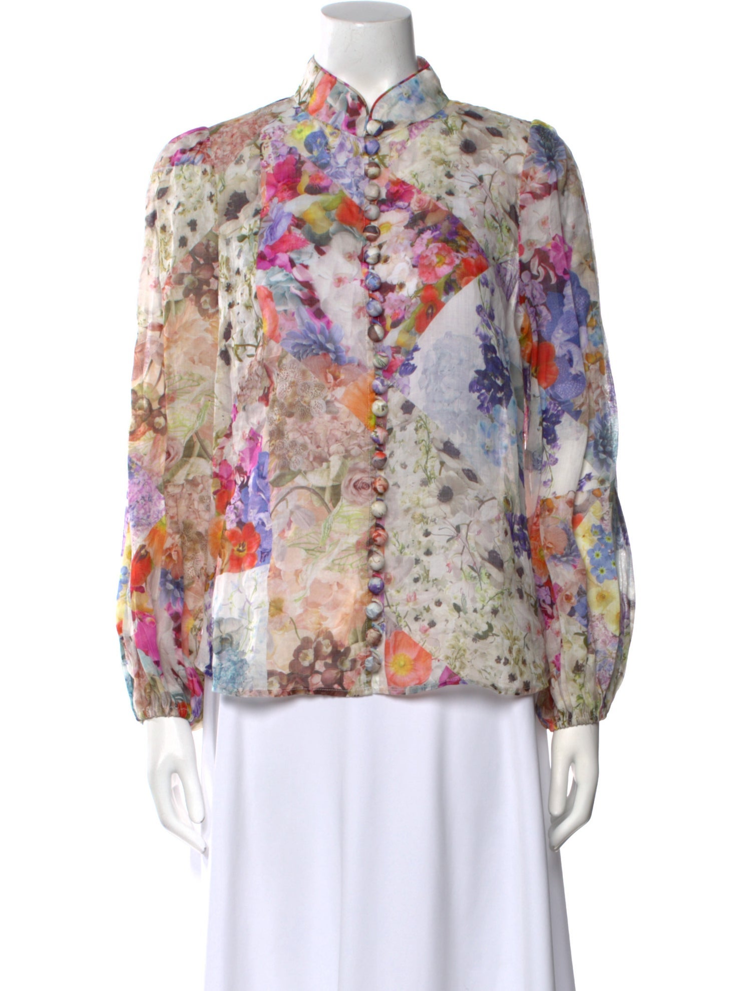 Zimmermann Floral Print Mock Neck Blouse w/ Tags