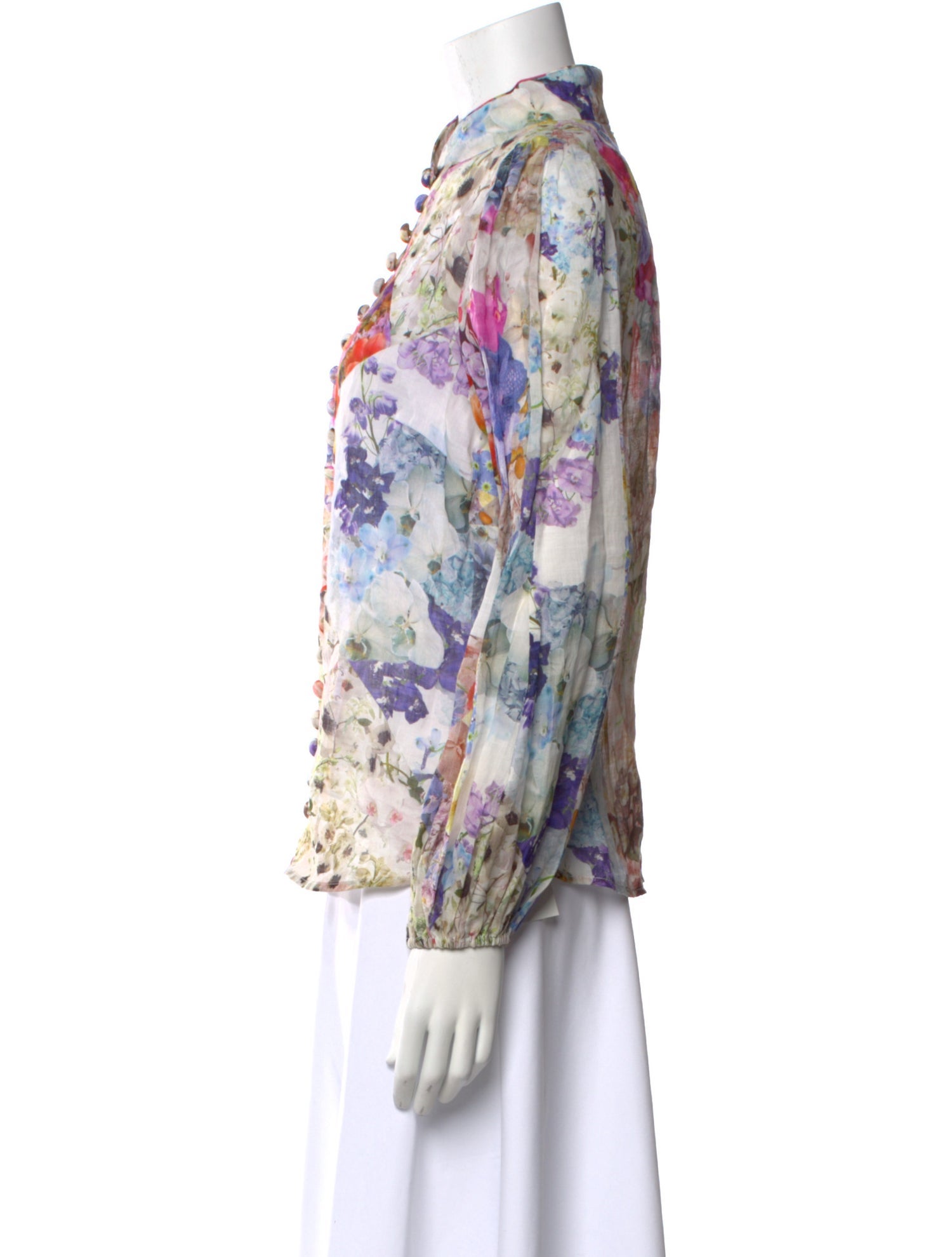 Zimmermann Floral Print Mock Neck Blouse w/ Tags