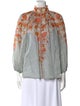 Zimmermann Floral Print Mock Neck Button-Up Top