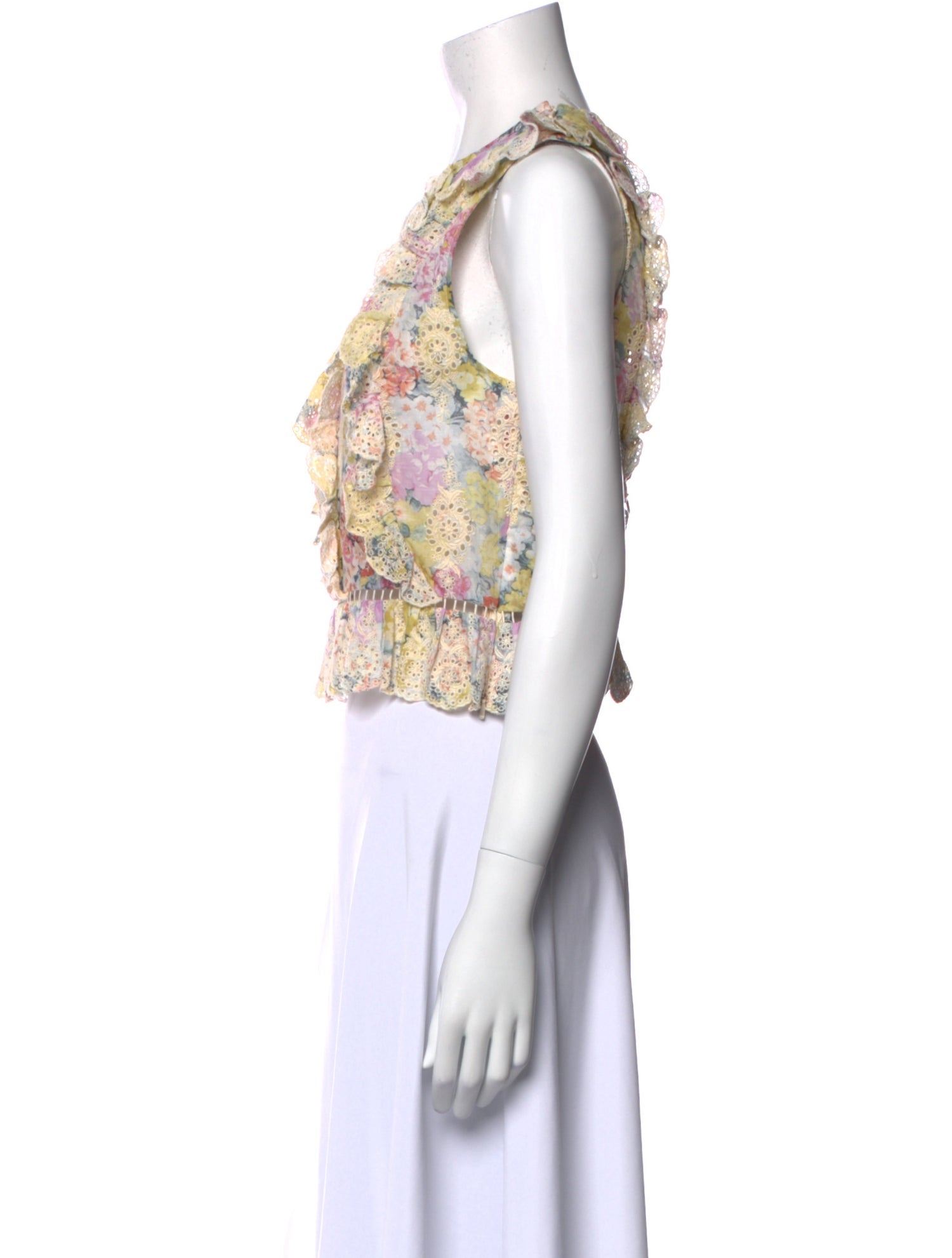 Zimmermann Floral Print Crew Neck Crop Top