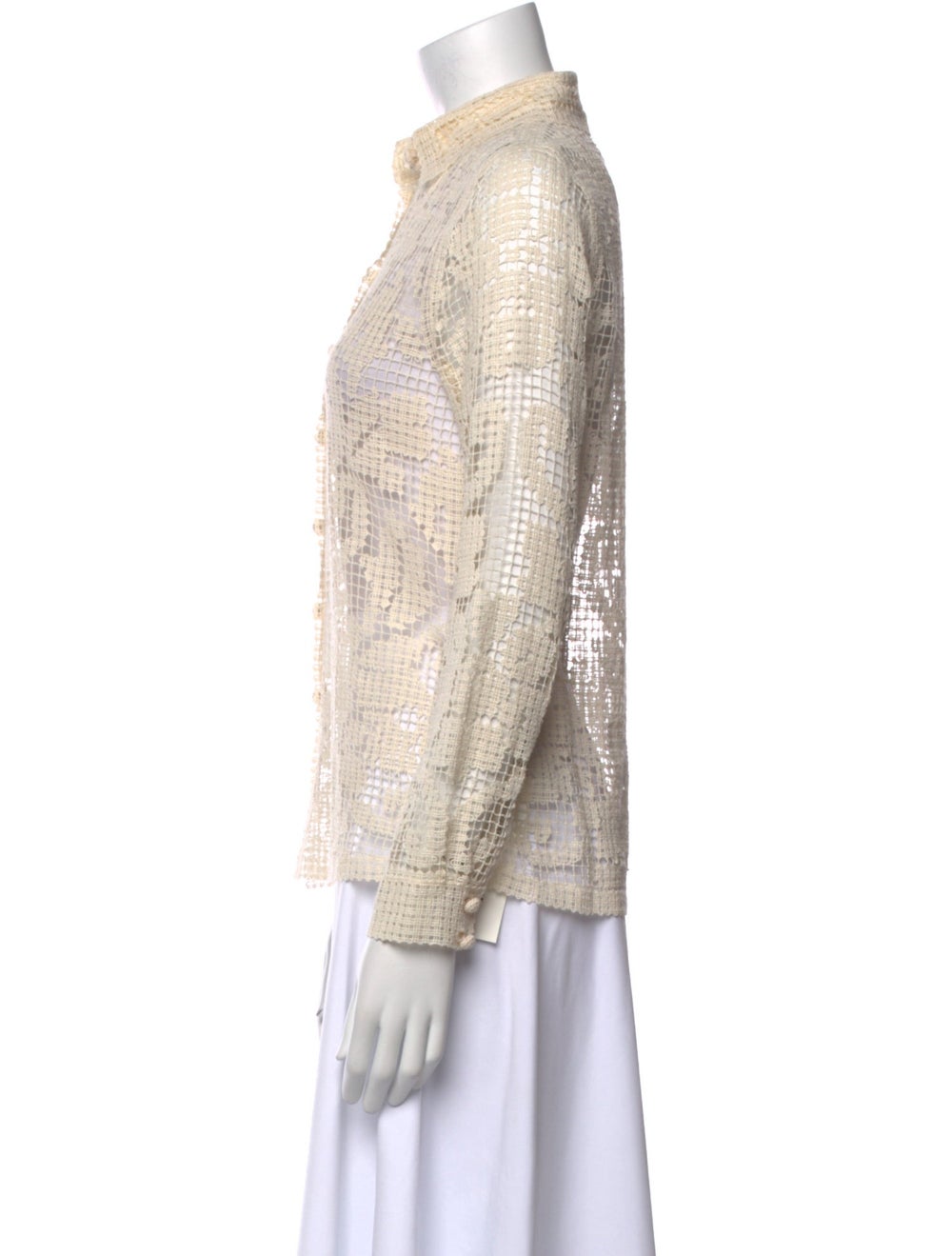 Zimmermann Button-Up Top Neutrals Patterned Scall… - image 2