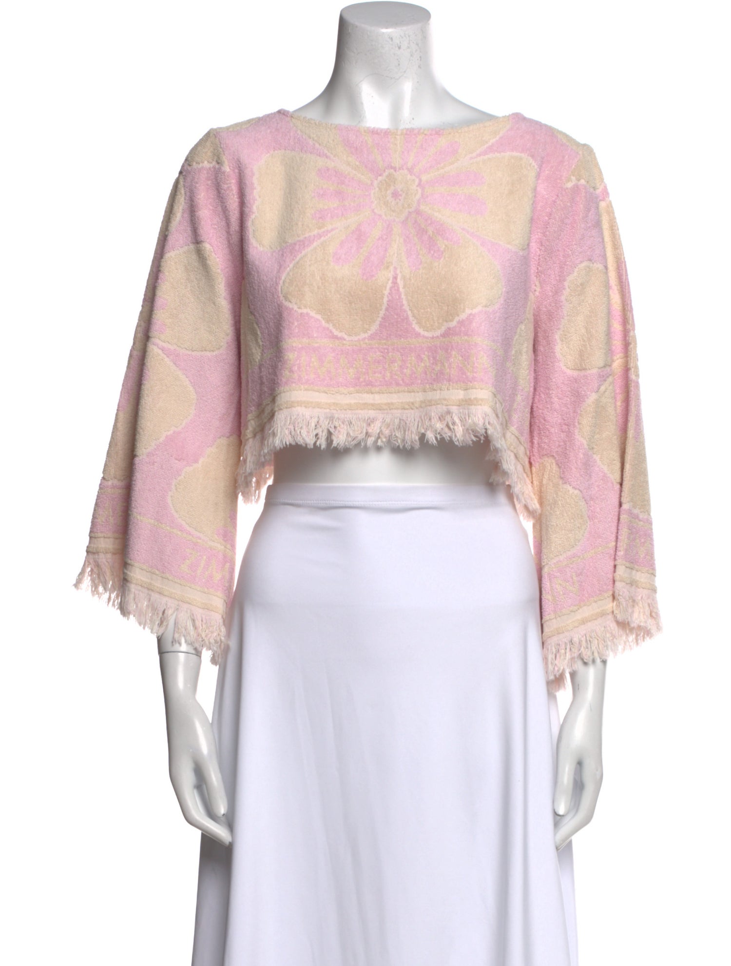 Zimmermann Floral Print Bateau Neckline Crop Top