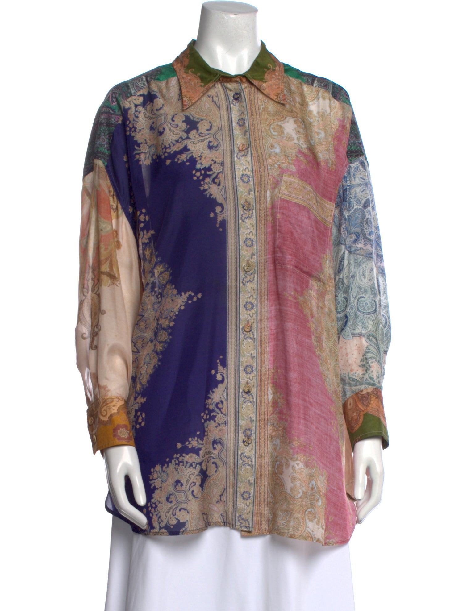 Zimmermann Silk Paisley Print Button-Up Top