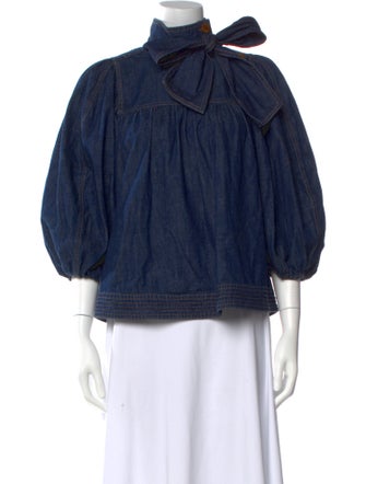 Zimmermann Tie Neck Three-Quarter Sleeve Blouse