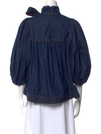 Zimmermann Tie Neck Three-Quarter Sleeve Blouse