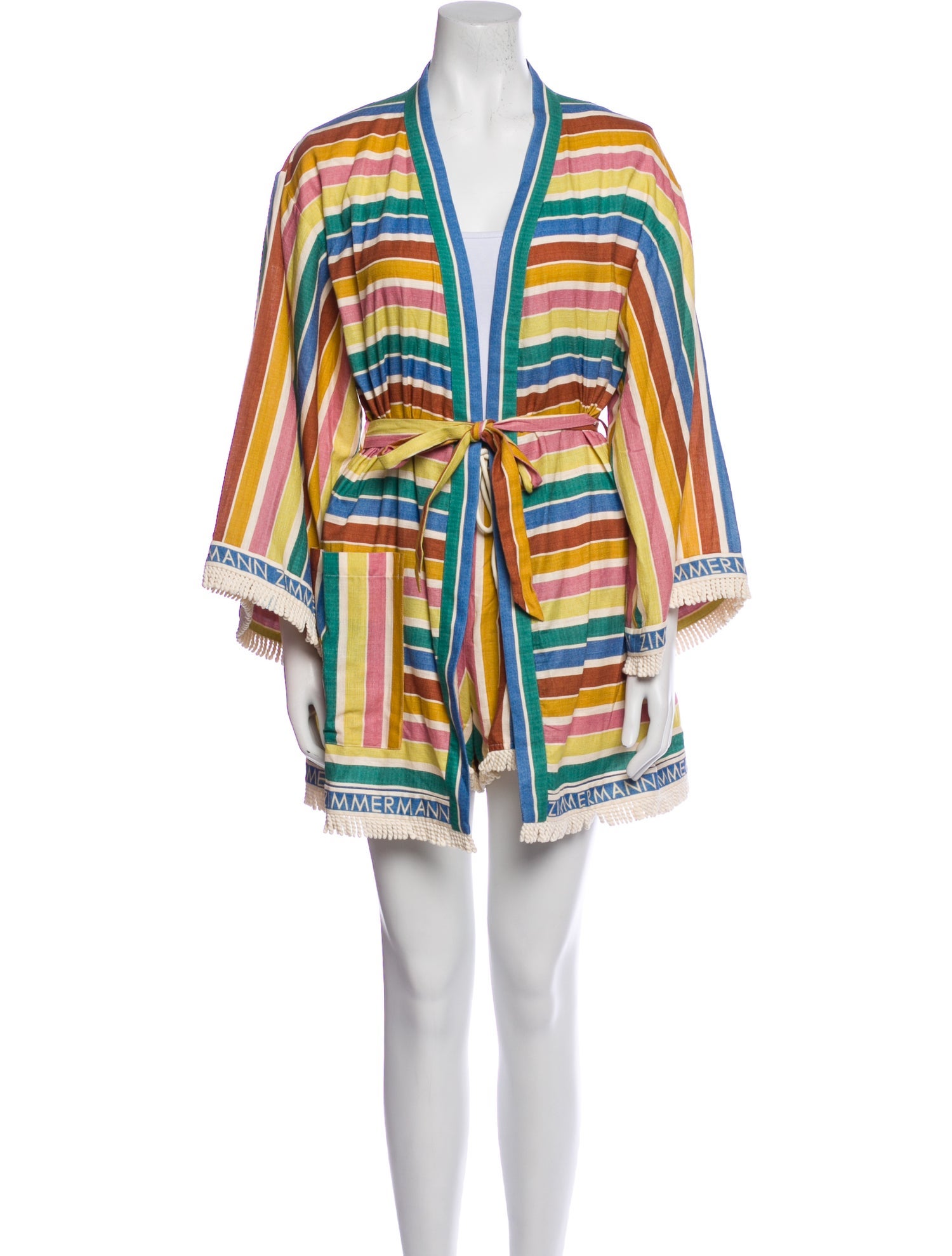 Zimmermann Striped Fringe Trim Accent Short Set