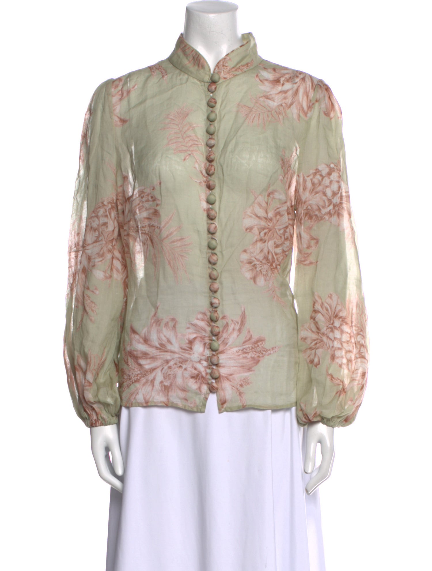 Zimmermann Floral Print Mock Neck Blouse