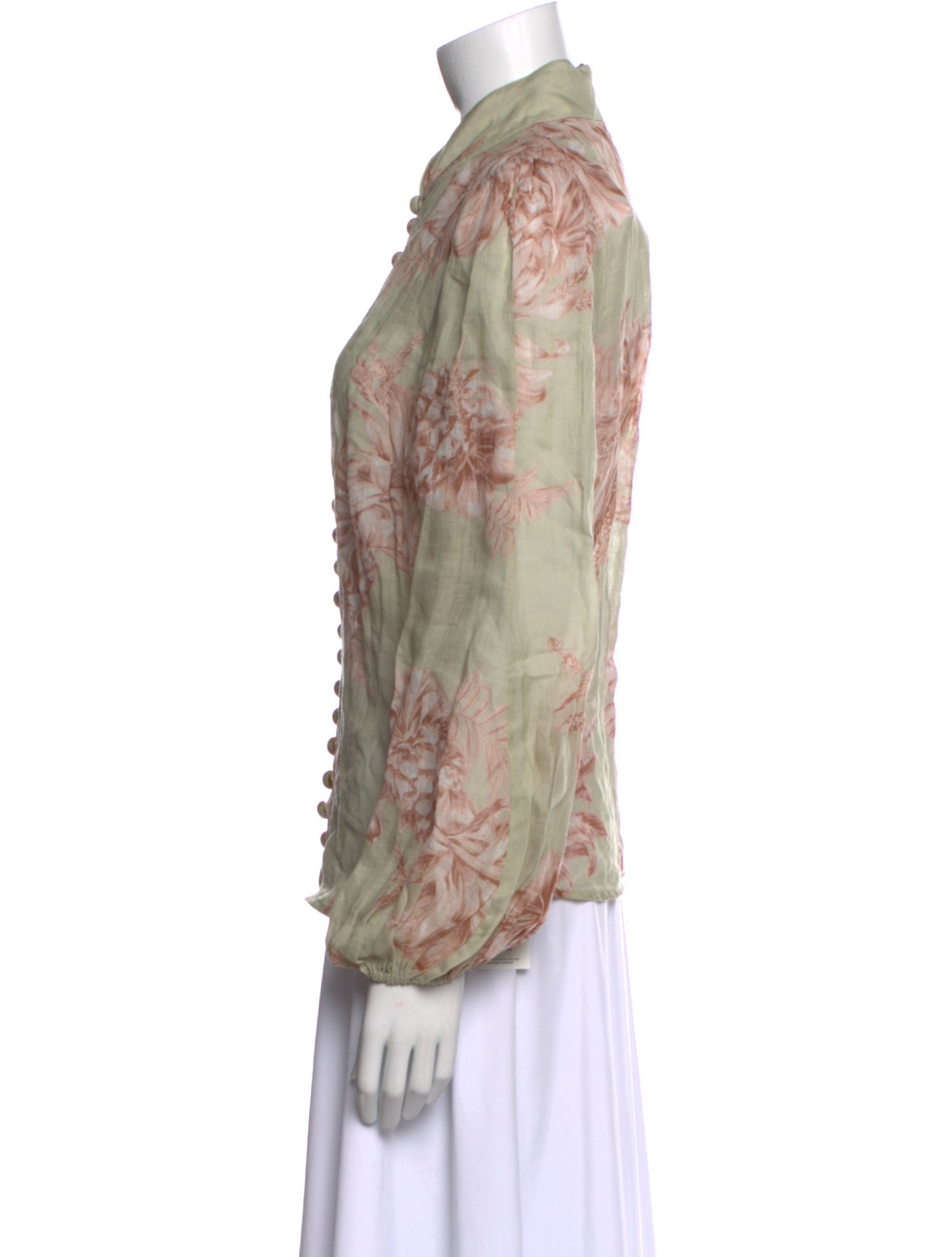 Zimmermann Floral Print Mock Neck Blouse