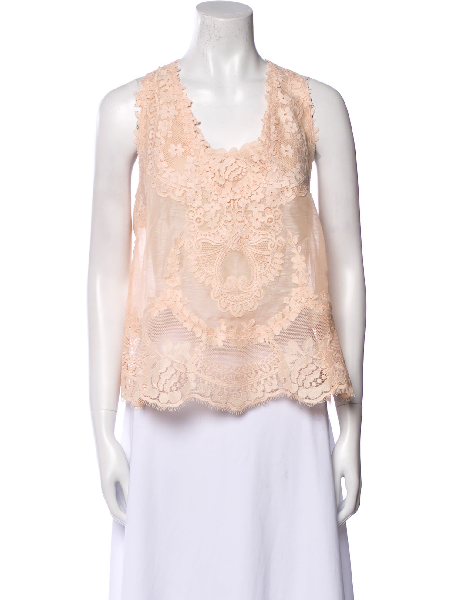 Zimmermann Linen Scoop Neck Crop Top