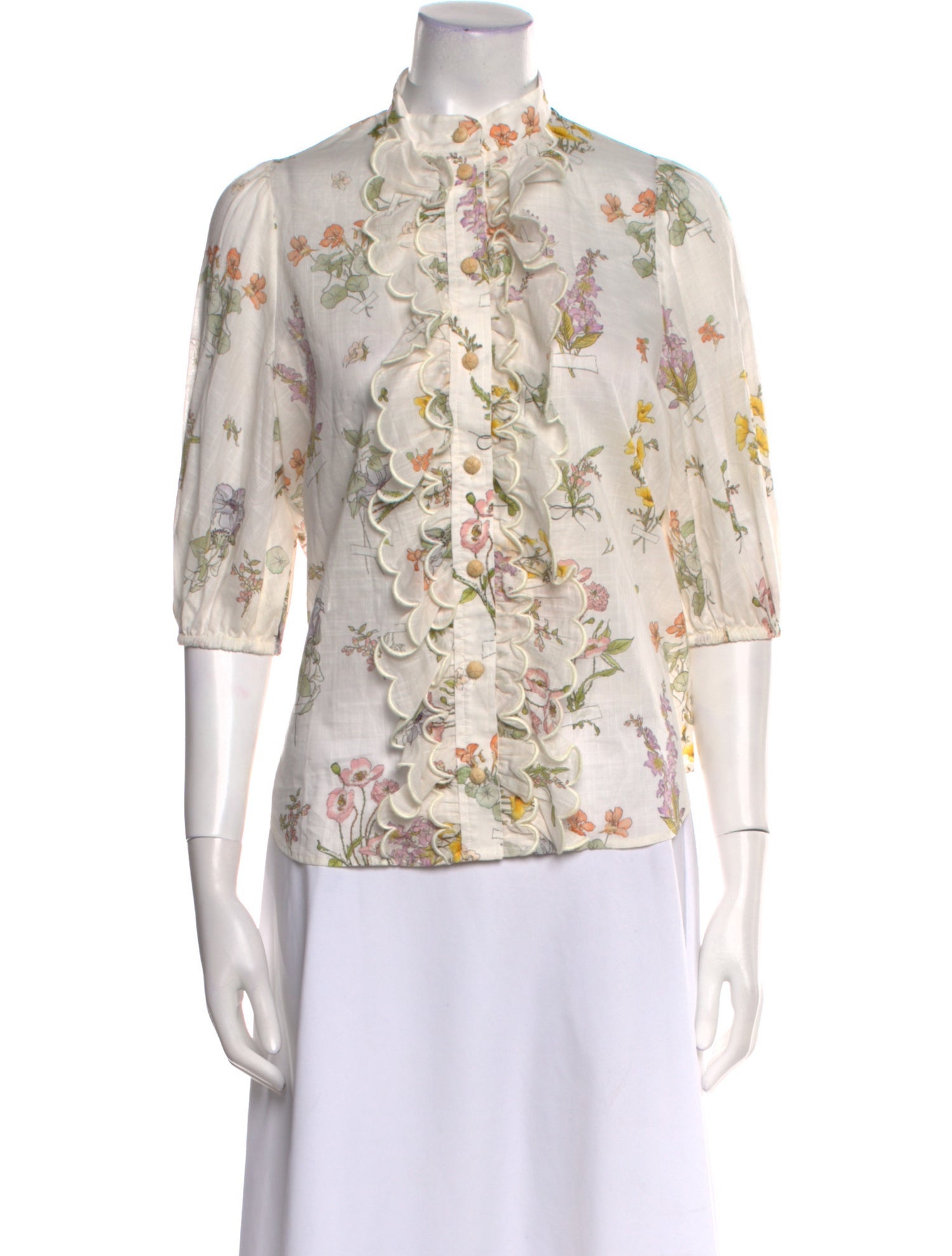 Zimmermann Jeannie scallop blouse Floral Print Blouse w/ Tags